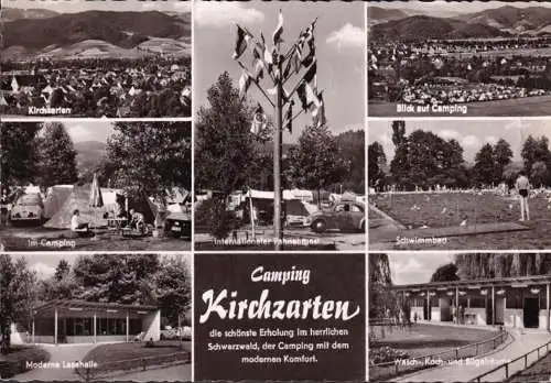 AK Kirchzarten, Camping, Salle de lecture, Mastic du drapeau, Piscine, Course 1961
