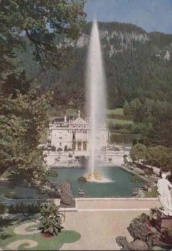AK Ettal, Schloss Linderhof, gelaufen 1951