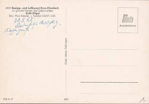 AK Gras Ellenbach, Heinrich Glücklich Heim, Cafe Hügel, ungelaufen-datiert 1967