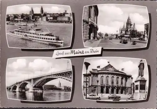 AK Mainz, Straßenbrücke, Theater, Dom, gelaufen 1971