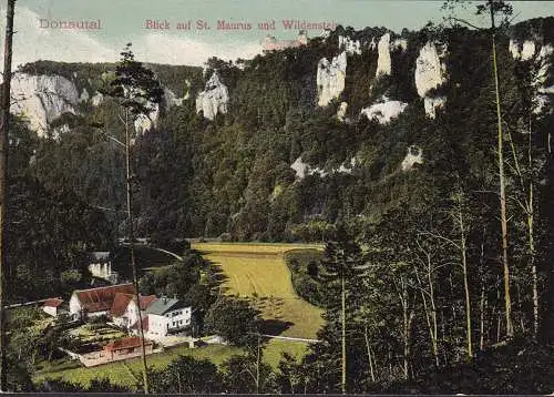 AK Beuron, Blick auf St. Maurus und Wildenstein, gelaufen 1912