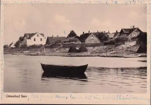 AK Stein, Ortsansicht, Ruderboot, gelaufen 1955