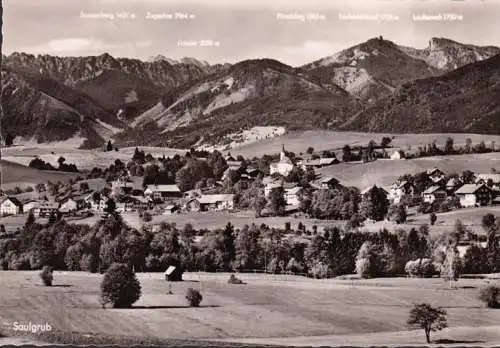 AK Saulgrub contre Ammergauer Alpes et Zugspitze, couru en 1952