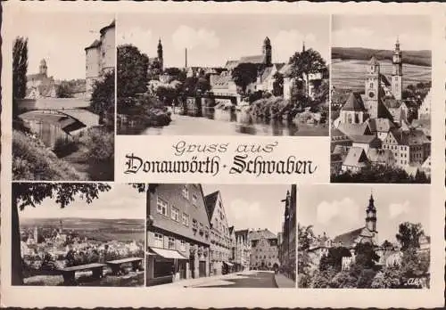 AK Donauwörth, Stadtansichten, Kirche, gelaufen 1955