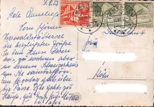 AK Küssnacht, Zunft und Wirtshaus zum Hirschen, gelaufen 1952