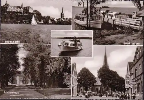 AK Plön, partie du château, pont du marché, maison de prince, marché couru 1959