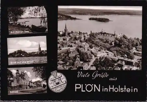 AK Plön, Au lac de Plon, Château, Vue de la ville, couru en 1959