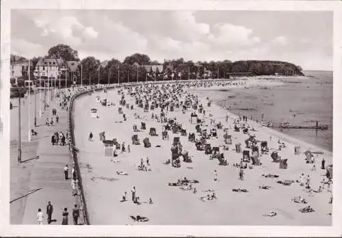 AK Travemünde, Strand, Strandkörbe, gelaufen 1953