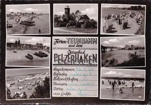 AK Pelzerhaken, Strandansichten, Strandkörbe, Campingplatz, gelaufen 1965