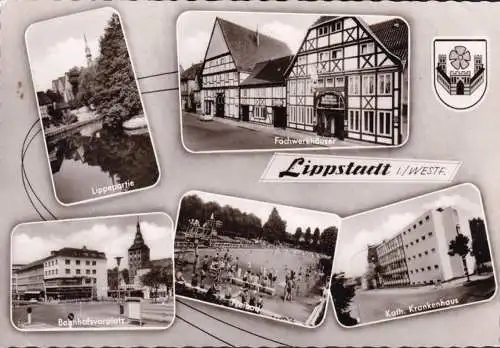 AK Lippstadt, Krankenhaus, Bahnhofsvorplatz, Freibad, ungelaufen