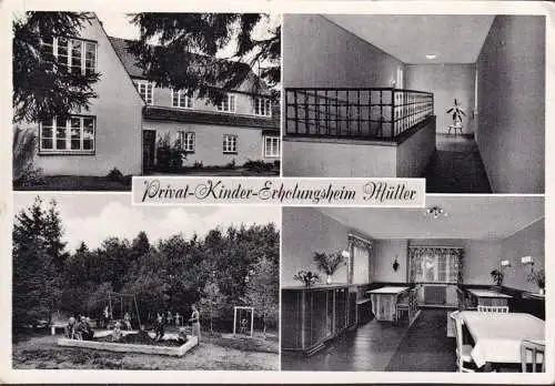 AK Brammerau, Privat Kinder Erholungsheim Müller, Speisesaal, Spielplatz, Treppenhaus, gelaufen 1957