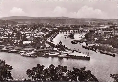 AK Koblenz, Deutsches Eck, gelaufen 1962