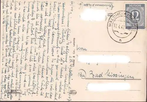 AK Waldheim, Postamt, Pferdewagen, gelaufen 1947