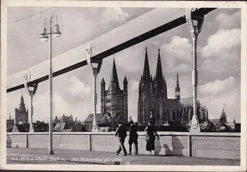 AK Köln, Blick von der Hindenburgbrücke, ungelaufen