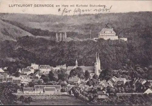 AK Gernrode, Kurhotel Stubenberg, Stadtansicht, gelaufen 1929