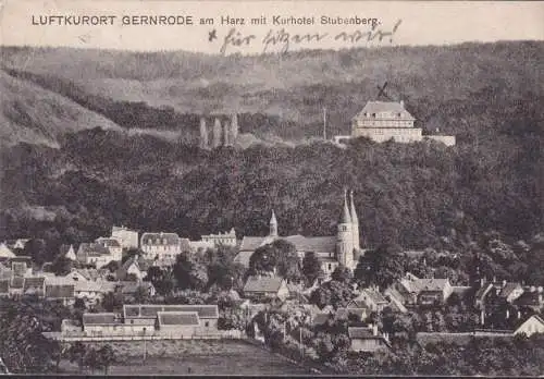 AK Gernrode, Kurhotel Stubenberg, vue sur la ville, couru 1929