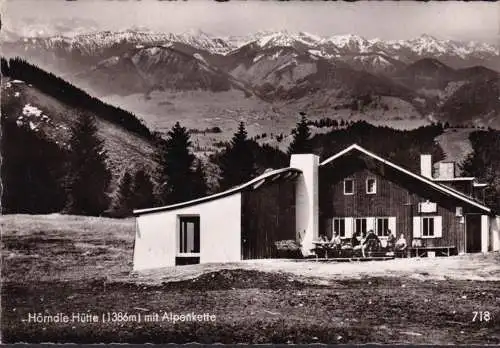 AK Bad Kohlgrub, Hörndle Hütte mit Alpenkette, gelaufen 1960