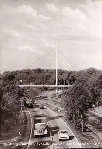 AK Duisburg Tiergarten, Expo Brücke von der Weltausstellung, Lastwagen, ungelaufen