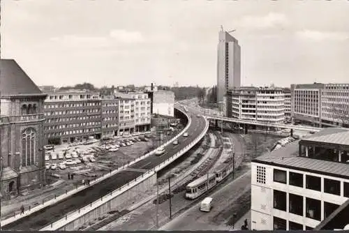 Düsseldorf, Hochstraße und Thyssen Haus, ungelaufen