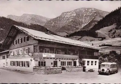 AK Steibis, Gasthof und Pension Goldenes Kreuz, Reisebus, gelaufen 1955