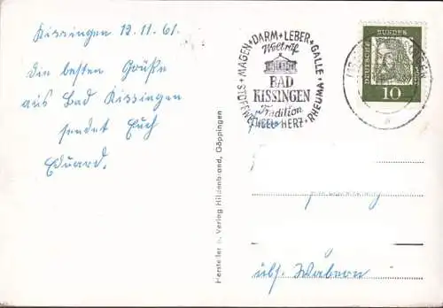 AK Bad Kissingen, Kuranlagen, gelaufen1961