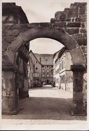 AK Eberbach, Tor zum Pfarrhof, gelaufen 1957