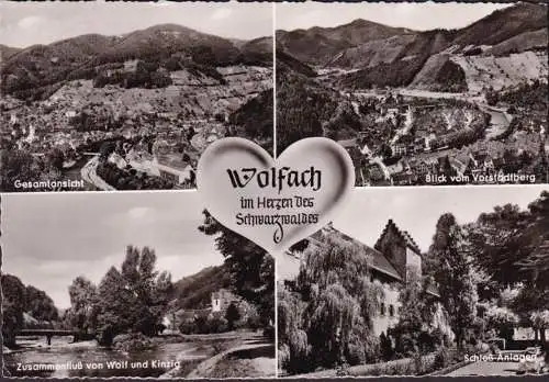 AK Wolfach, Schloss Anlagen, Stadtansicht, gelaufen 1959
