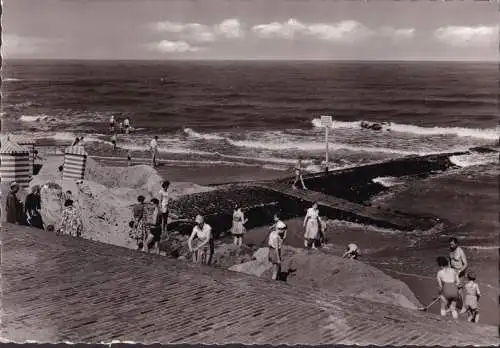 AK Norderney, Strand, Buhnen, gelaufen