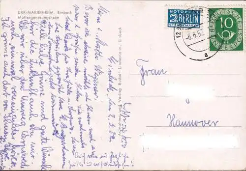 AK Einbeck, DRK Marienheim, Müttergenesungsheim, Speisesaal, gelaufen 1952
