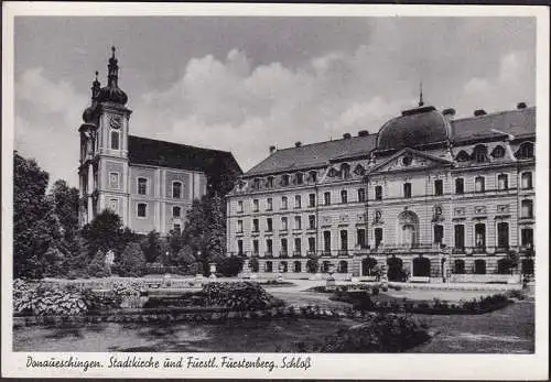 [Ansichtskarte] AK Donaueschingen, Stadtkirche und Schloss, ungelaufen. 