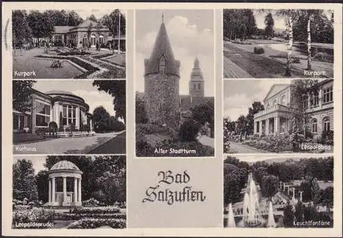 [Ansichtskarte] AK Bad Salzuflen, Kurpark, Kurhaus, Leopoldbad, Stadtturm, gelaufen 1963. 
