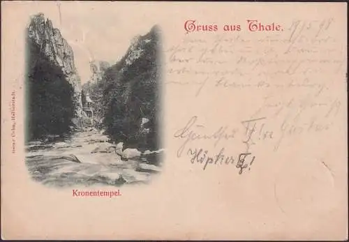 AK Gruss aus Thale, Kronentempel, gelaufen 1898