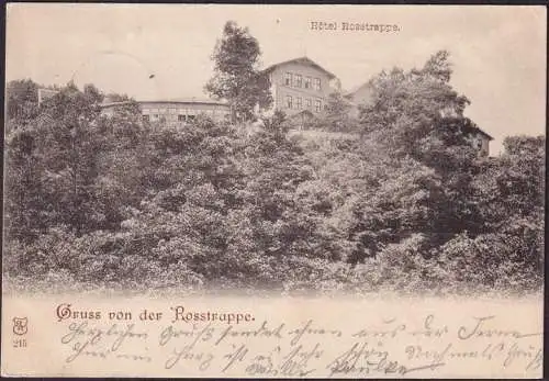 AK Gruss von der Rosstrappe, Hotel Rosstrappe, gelaufen 190