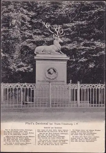 AK Thale, Pfeils Denkmal, Gedicht am Denkmal, gelaufen 1911