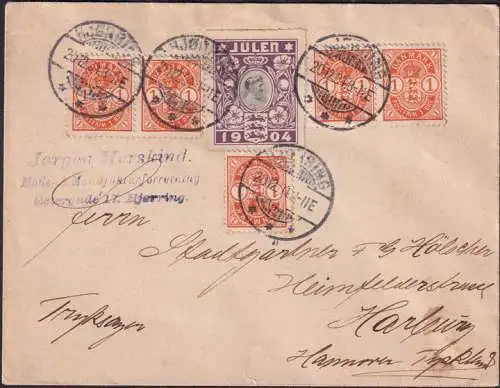 Dänemark, Danmark, Hjorring, Ganzsache, Julen 1904, gelaufen 1904