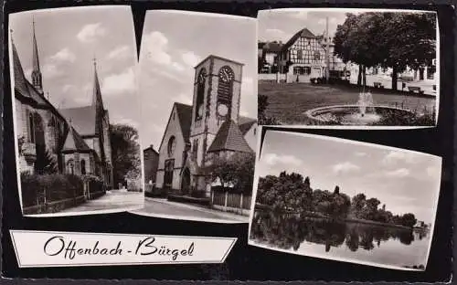 AK Offenbach Bürgel, Kirchen, R. Gehrlein, Park, gelaufen 1966