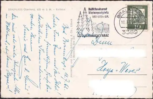 AK Braunlage, Kurhaus, gelaufen 1962