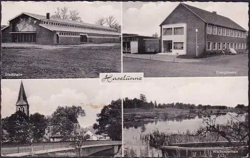 AK Haselünne, Stadthalle, Energievers, Brücke, Wacholderhain, gelaufen 1966