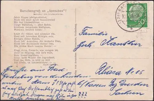 AK Bad Godesberg, Aennchen Haus, Aennchen im Lindengarten, gelaufen 1956
