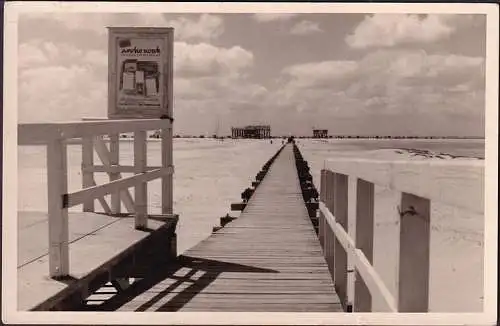 AK St. Peter Ording, Seebrücke, Strandcafe und Restaurant Arche Noah, gelaufen 1960