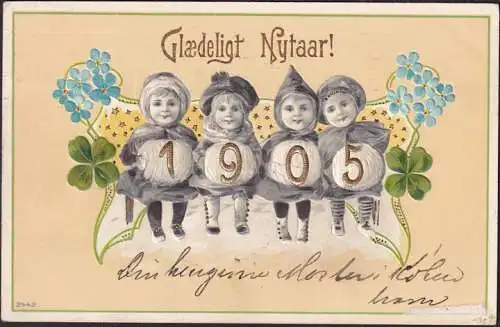 AK Dänemark, Glaedeligt Nytaar, Zwerge mit Jahreszahl, Julen 1904, gelaufen 1904