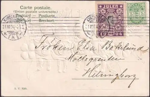 AK Dänemark, Glaedeligt Nytaar, Zwerge mit Jahreszahl, Julen 1904, gelaufen 1904