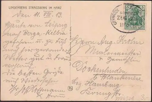 AK Lindenberg, Strassberg, Panorama, Bahnpost Zug 29, gelaufen 1913