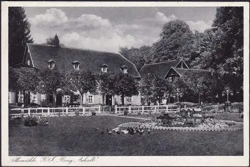 AK Ballenstedt, Selkemühle, Hotel Burg Anhalt, Gartenanlage, ungelaufen