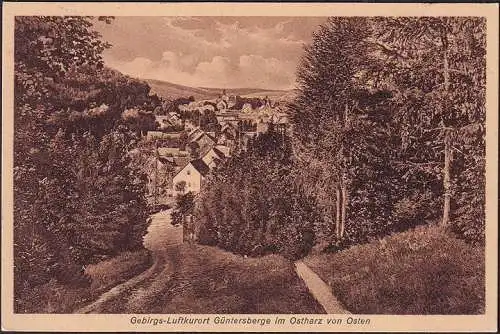 AK Güntersberge, Stadtansicht von Osten, gelaufen 1929