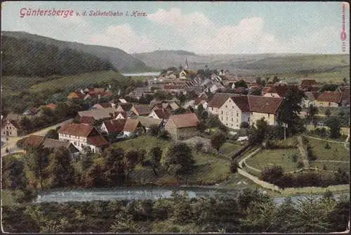 AK Güntersberge von der Selketalbahn, Stadtansicht, Bahnpost, gelaufen