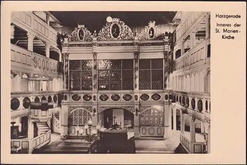 AK Harzgerode, St. Marien Kirche, Inneres, Altar, ungelaufen-datiert 1954