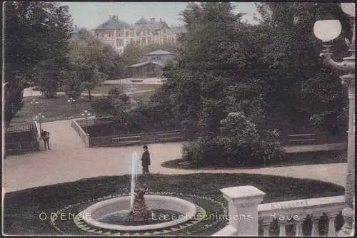 AK Odense, Garten des Lesevereins, gelaufen 1909