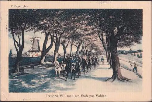 AK Frederik VIII avec son srtab sur le mur de la ville, Julmarke Alexandrine Mecklembourg, Christian X, couru en 1913