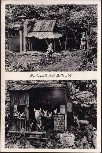 AK Bad Melle, Marguerite, Rumplestiltschen, Sept Geisslein, couru en 1955